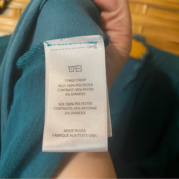 Dolan teal Blue Relaxed Buttoned Blouse Mandarin Collar medium usa made - Picture 8 of 8